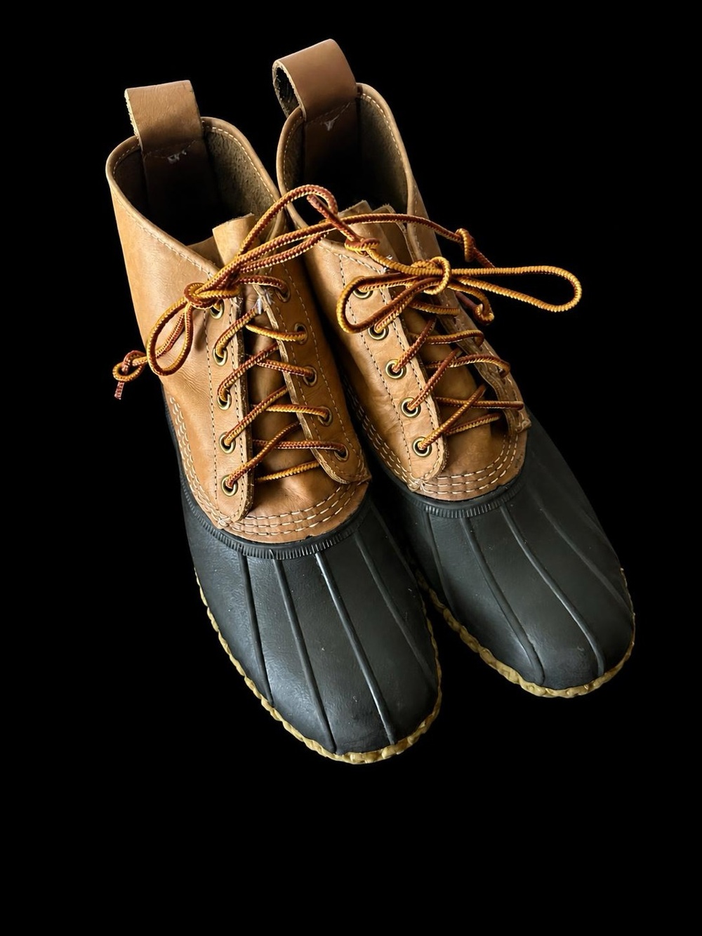L.L. Bean Men’s Two-Tone Brown and Dark Rubber Duck Boots